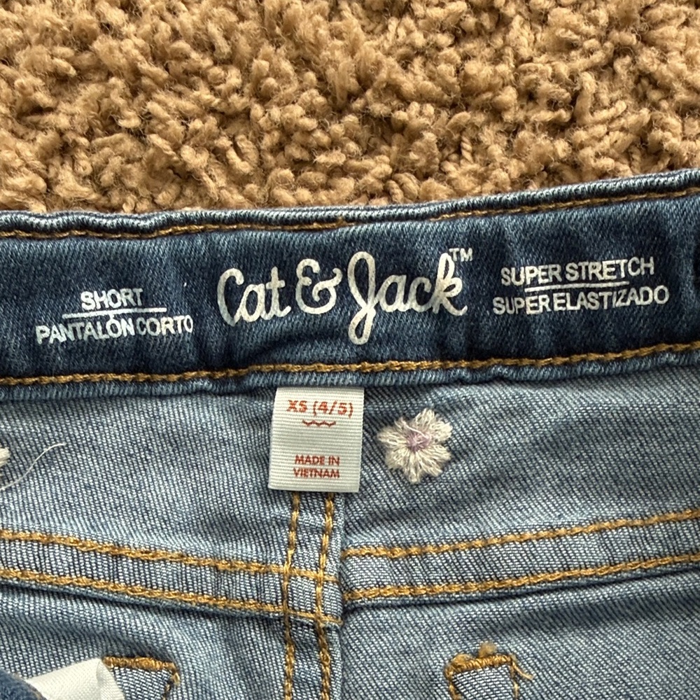 Cat & Jack Floral Embroidered Denim Shorts - Picture 2 of 3
